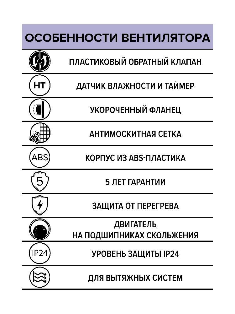 Вентилятор накладной REST D100 сетка обр.клапан HT ERA