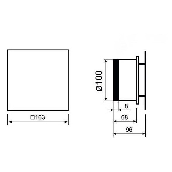 Вентилятор накладной энергосберегающий бесшумный MMotors JSC MMP-06 100 UE 5.5Вт ТН (Таймер, датчик влажности) Стекло/Квадрат Светло Серый