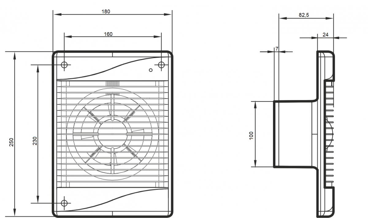 Вентилятор накладной ERA DiCiTi STANDARD 4HT d100 (таймер, датчик влажности)