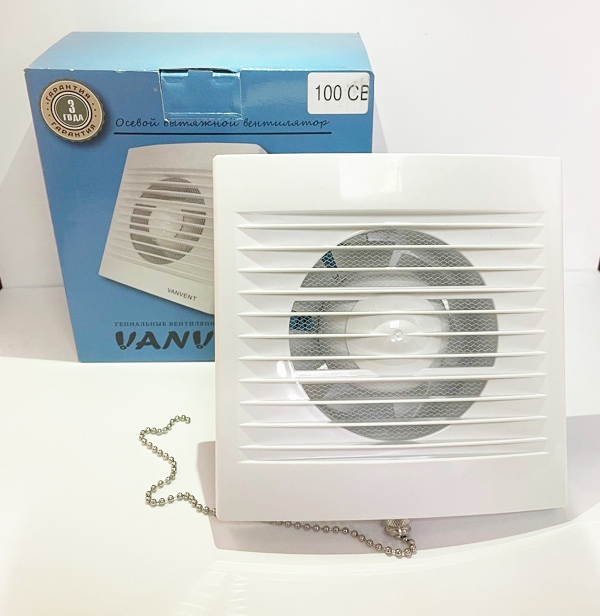 Вентилятор накладной Ванвент ВВ 120 СВ (с обратным клапаном, шнур вкл/выкл)