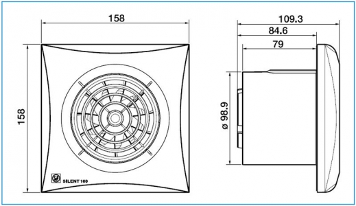 Накладной вентилятор Soler & Palau SILENT-100 CDZ (Таймер, Датчик движения)