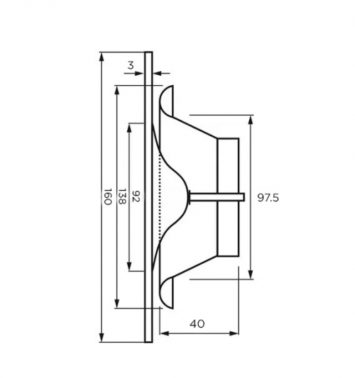 Анемостат со стеклянной внешней частью FOZA D 100 мм. Матовое стекло. Зеркальный круглый