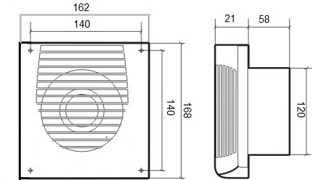 Вентилятор накладной ERA ЭРА FAVORITE 5C d125 с обратным клапаном